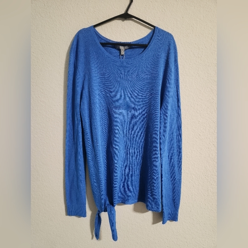 Neiman Marcus Cashmere Collection NWT blue side tie lightweight sweater Small